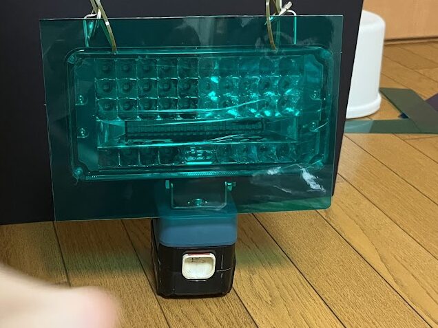 マキタ互換バッテリー対応LEDライト 集魚灯 自作DIY 緑色バージョン完成写真