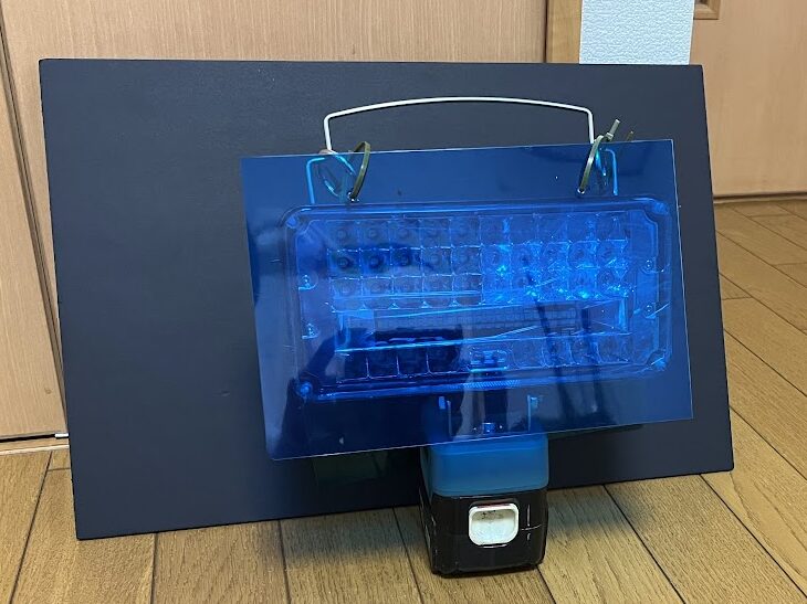 マキタ互換バッテリー対応LEDライト 集魚灯 自作DIY 青色バージョン完成写真