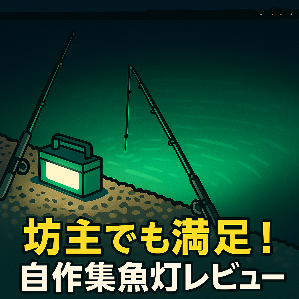 自作集魚灯を使ったナイトアジングの実釣イラスト。坊主でも満足！自作集魚灯レビューとテキスト入り