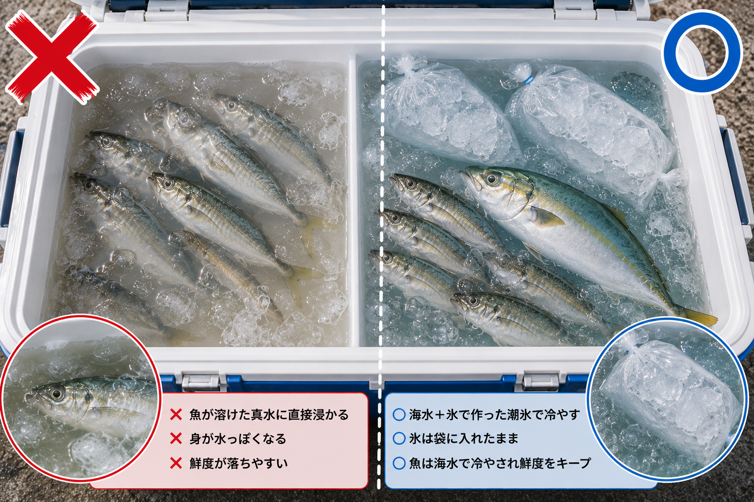 【実はNG】釣った魚の持ち帰り方で損してない？潮氷・氷締めで鮮度キープ