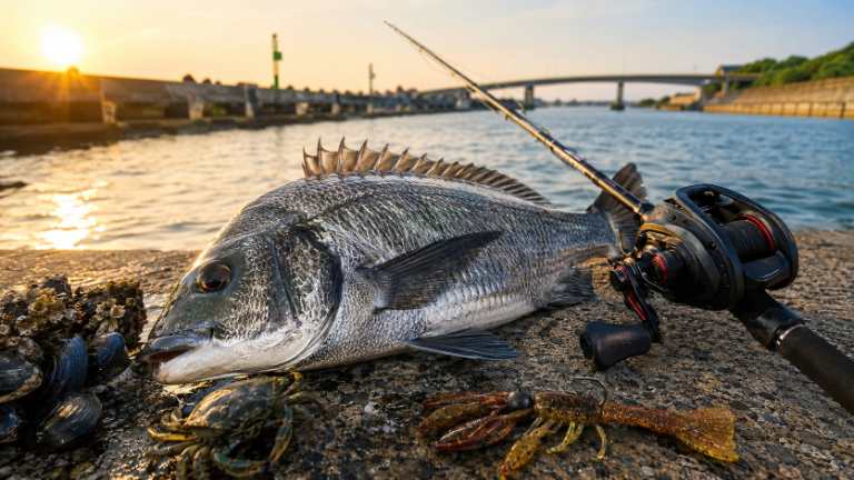 新潟の堤防・河口で釣れたクロダイ（チヌ）とタックル