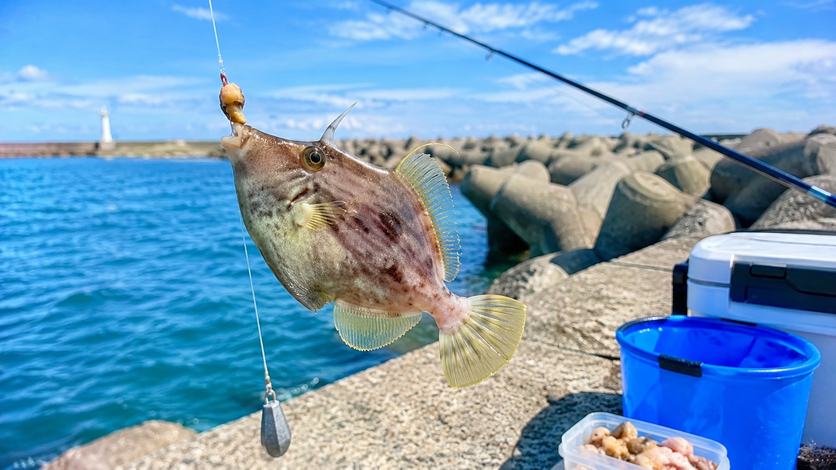 新潟の堤防で晩夏〜秋のカワハギをちょい投げで狙う