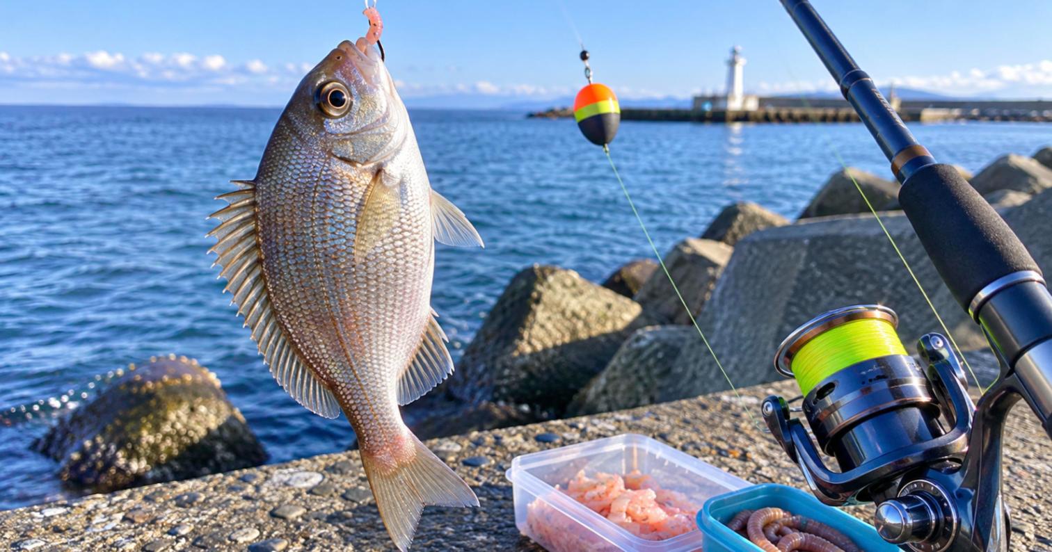 新潟の堤防で釣れたウミタナゴとウキ釣り・探り釣りのタックル